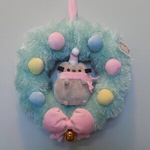 Small Pastel Pusheen Plush Cat Christmas Wreath